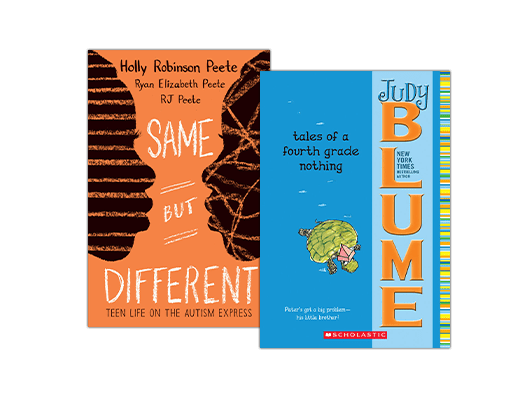 Book covers of "Same but Different" and "Tales of a Fourth Grade Nothing."