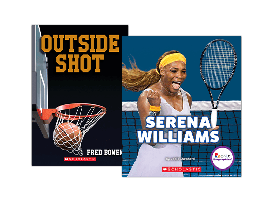 Book covers of "Outside Shot" and "Serena Williams."