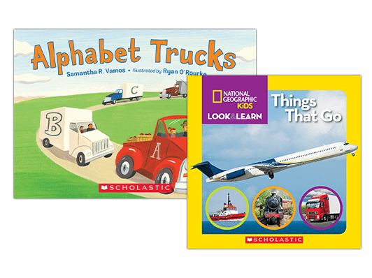 Covers of "Alphabet Trucks" and "Things That Go."